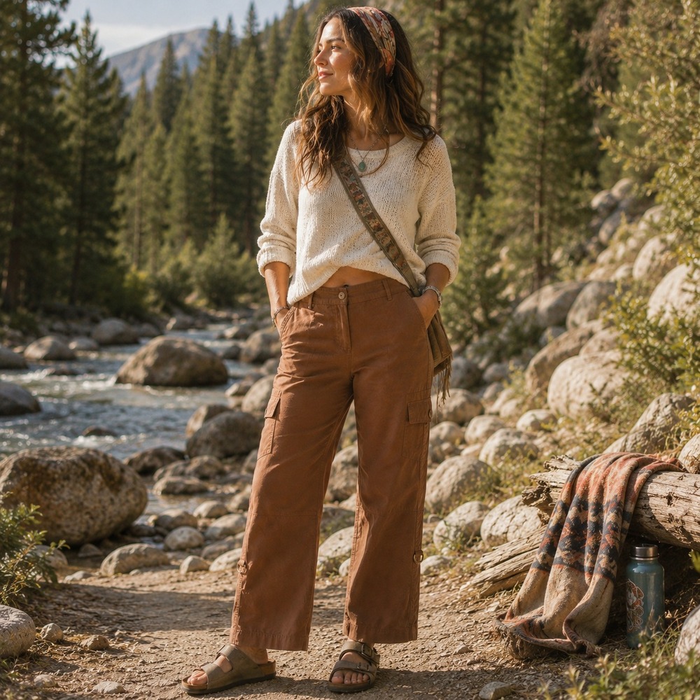 Ann Taylor Loft Marisa Cargo Pants Sz 6 Brown Cropped Wide Leg Utility Y2K